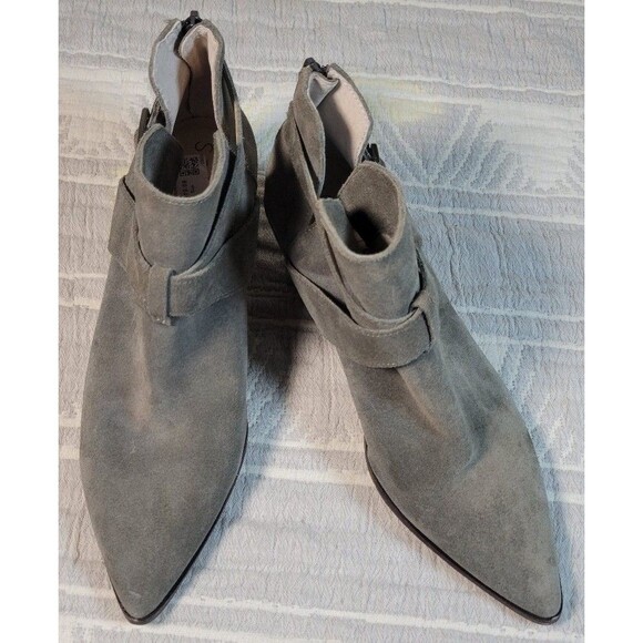 Sole Society Gray Suede Ankle Booties Women’s Size 8M – Pointed Toe Block Heel - Picture 1 of 9